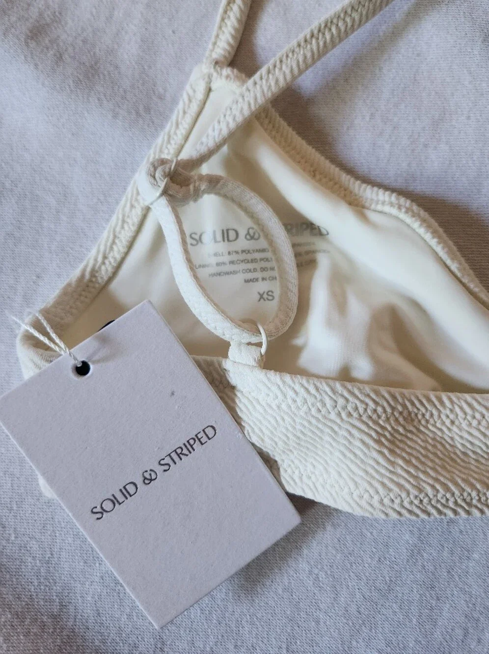 NWT Solid & Striped The Rachel Bikini Top XS Cream Ivory Textured